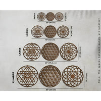 Flower of Life metal wall art on Sacred Geometry Wood Wall Decor (Dark) #Q300