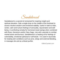 Sandalwood Essential Oil Info Card #Q072: Sacred oil for insight and spiritual elevation