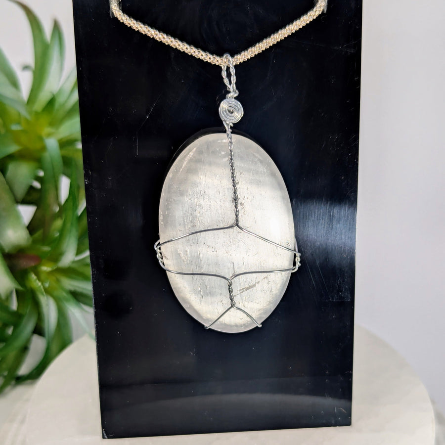 Selenite 1.8’’ Wire Wrap Pendant #LV9055 - $44