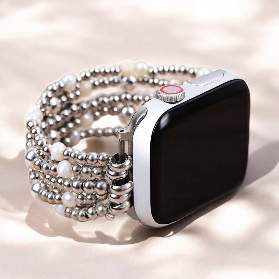Shimmering Pearl Stretch Apple Watch Strap #LV9184 - Small