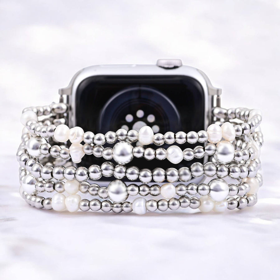 Shimmering Pearl Stretch Apple Watch Strap #LV9184 - Small