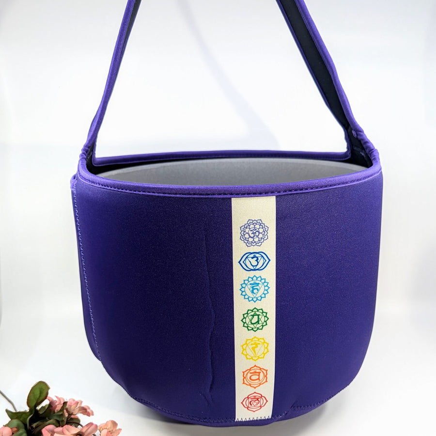 Purple chakra-themed shoulder bag for 11’’ crystal singing bowl B022