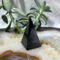 Polished black pyramid made of Shungite High Pyramids 1.18 inch SKU LV7390