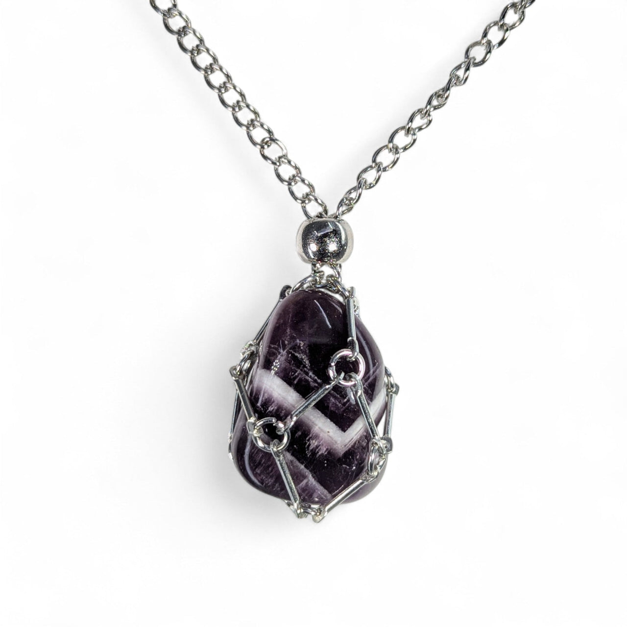 Silver Crystal Holder Necklace 23’’ - 24’’ (One stone