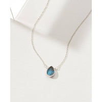 Silver Delicate Gemstone Necklace- Labradorite #LV9110 - $39
