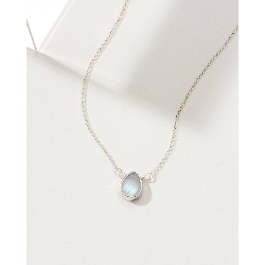 Silver Delicate Gemstone Necklace- Moonstone #LV9111 - $39
