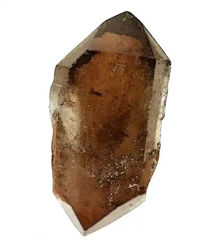 Smoky brown quartz crystal with natural faceted surfaces.