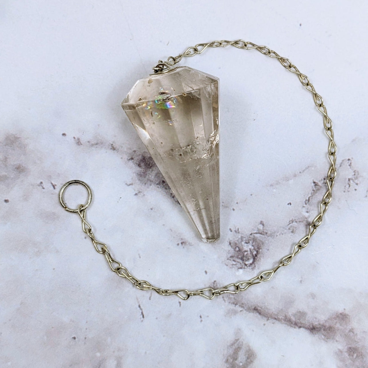 Smoky Quartz Pendulum with silver chain for healing and spiritual practices
