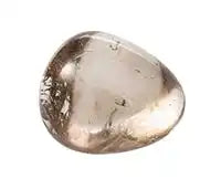 Smooth, polished smoky quartz crystal with a rounded, tumbled shape.