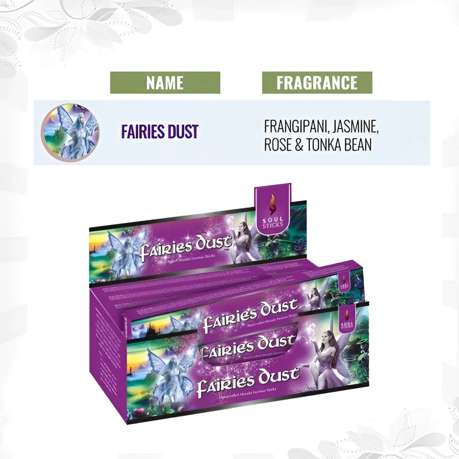 A box of Soul Sticks Natural Incense Stick #Q350, featuring fairies of the moon incense sticks