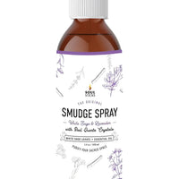 Brown bottle of Soul Sticks Smudge Spray with white sage and quartz crystals design