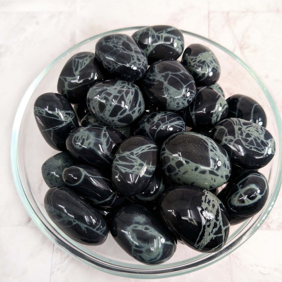 Spider Web Obsidian Tumble Stone (1.2’’) #LV2269 - $9.95