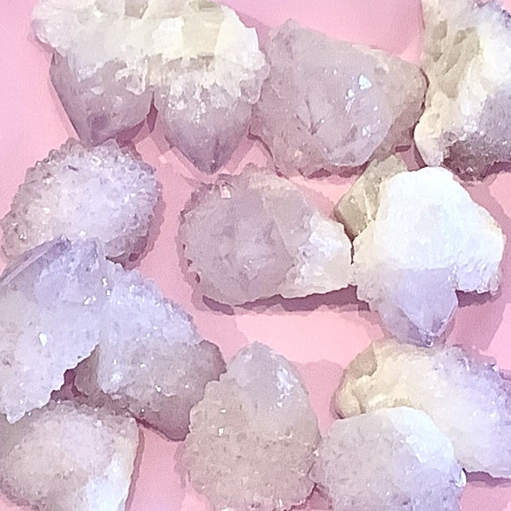 Spirit Quartz #R185 iridescent lavender white crystal cluster