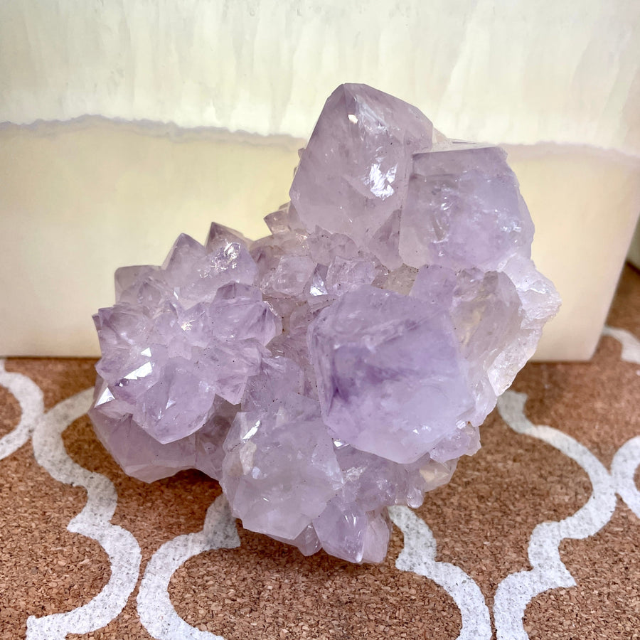 Translucent lavender amethyst Spirit Quartz #R185 with faceted crystals