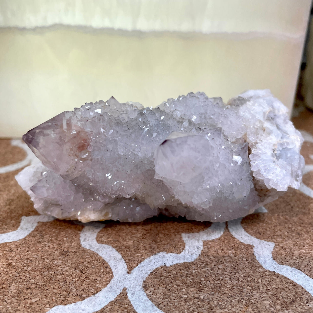 Translucent purple Spirit Quartz #R185 crystal cluster with white minerals