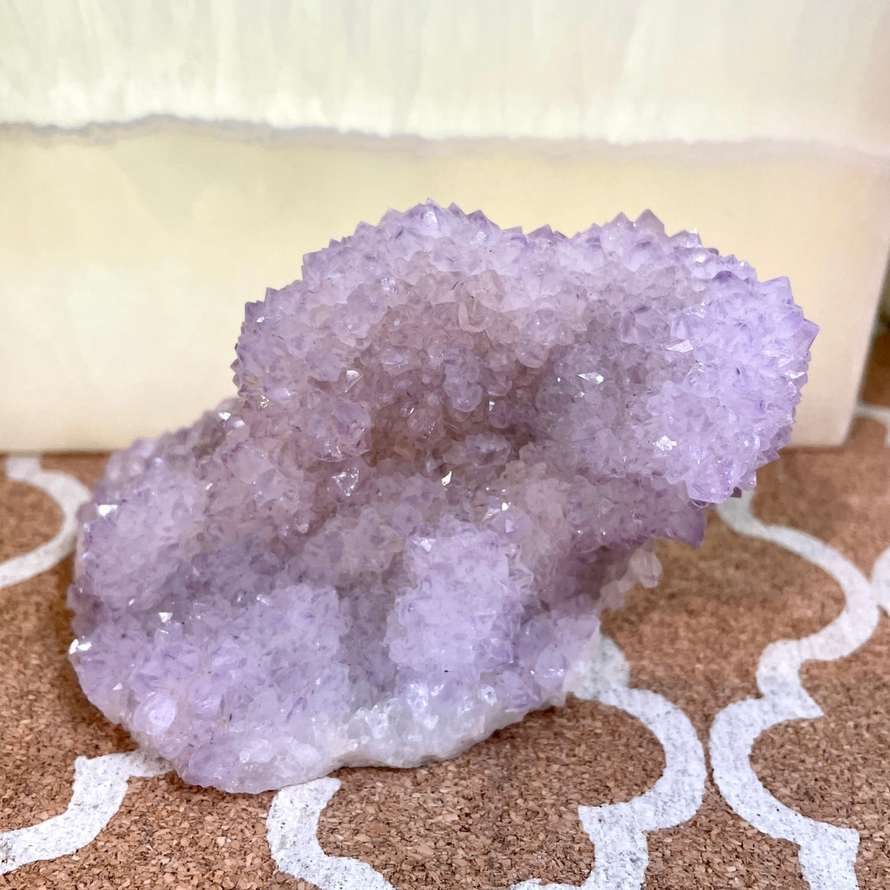 Translucent lavender amethyst geode Spirit Quartz #R185 with crystal cluster