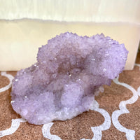 Translucent lavender amethyst geode Spirit Quartz #R185 with crystal cluster