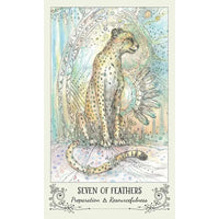 A drawing from the Spiritsong Tarot Deck by Paulina Fae depicting a cheetah with a bird