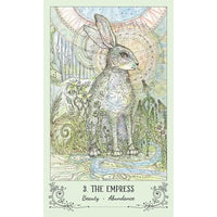Drawing of a rabbit with a sun in the Spiritsong Tarot Deck by Paulina Fae #Q373