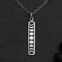 Sterling silver vertical moon phase necklace LV9574 on chain