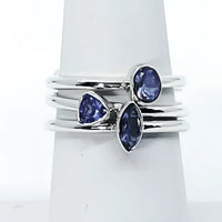 1 Tanzanite Faceted Sterling Silver Ring Dainty Stackable 