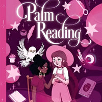 Pink book cover with a girl, bird, and title ’Teen Witches’ Guide To Palm Reading (Book 3)’