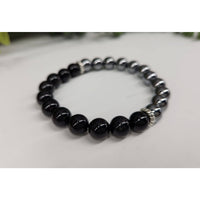 Terahertz and Black Tourmaline 7’’ Bracelet 8mm Beads