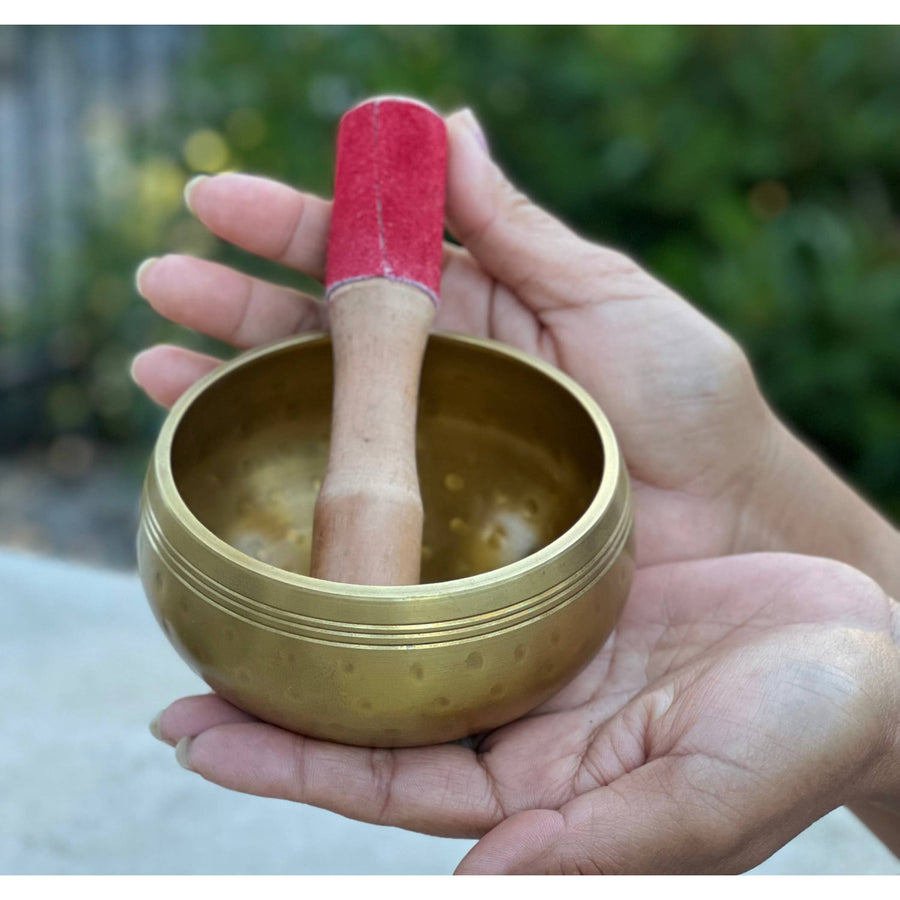 Brass singing bowl with mallet from Tibetan Brass Gong Meditation Set LV7338