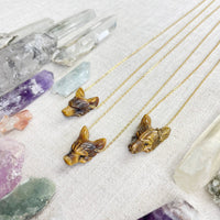 Golden Tiger Eye Carved Wolf Mini 18’’ Necklace LV9098