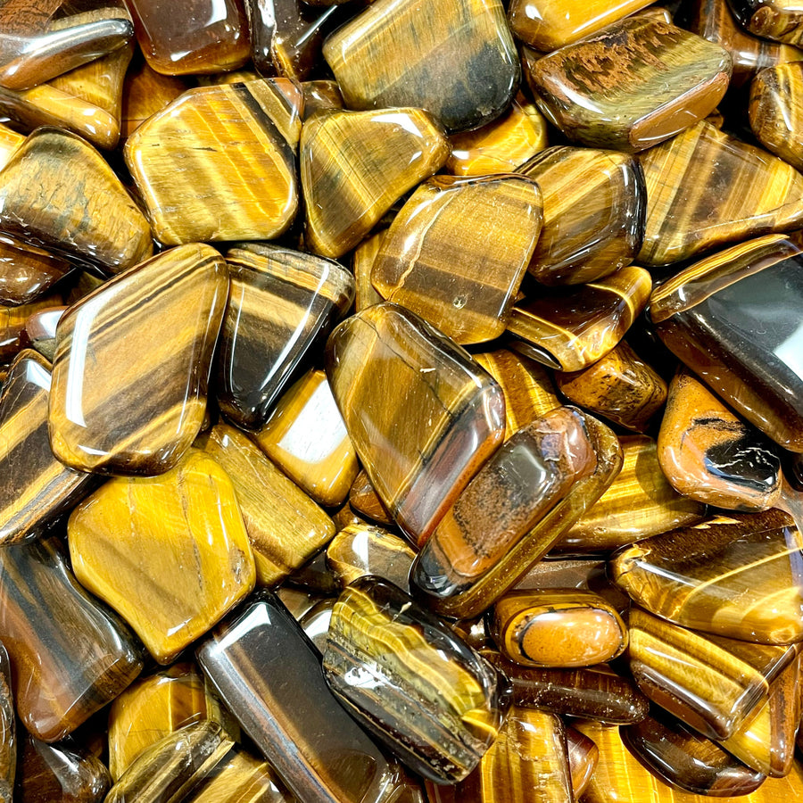 Polished Tiger’s Eye Tumbled #T323 with golden-brown striped patterns gemstones