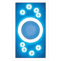 A blue and white painting with a circle from the Tiny Universal Waite® Tarot #TUW78 set