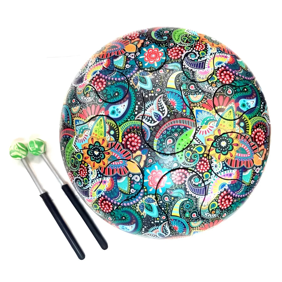Tongue Drum with Designs 5’’ w/ Case + Mallets #LV2735