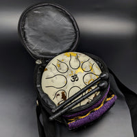 Small bag with black and yellow design for Tongue Drum White Marble 5’ w/ Case + Mallets