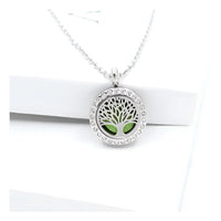 Tree of Life Aromatherapy Diffuser Necklace #P005605 in a gift box with a green tree inside