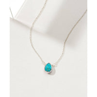 Turquoise Delicate Gemstone Silver Necklace #LV9114 - $39