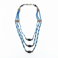Turquoise Lapis 23’’ Triple Strand Necklace #LV6837 - $68