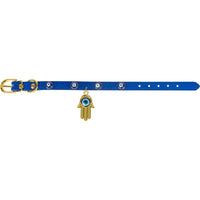 Vegan Leather Cat/Dog Collar Evil Eye w/ Fatima Hand #11003