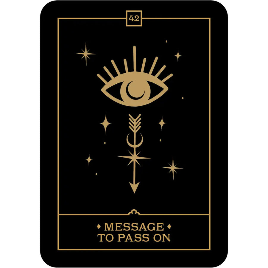 Black and gold tarot card from Voice of the Souls Oracle Deck by Isabelle Cerf #Q021