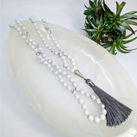 White Howlite Beaded 19’’ Mala Necklace #LV6195 - $35