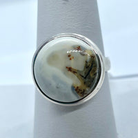 White Mosaic Jasper S.S Ring #J708 - Size: 8 - $89