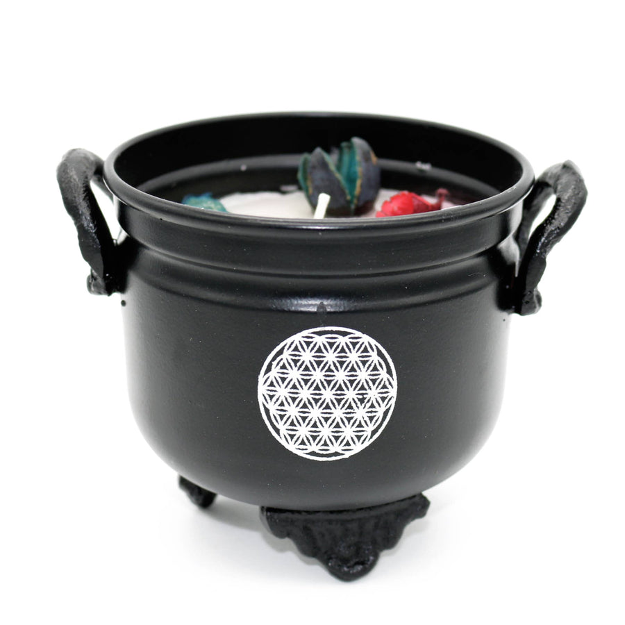 White Sage / Flower of Life Cauldron Candle (11.5 oz)