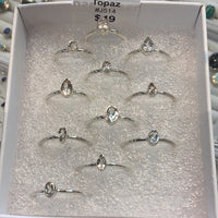 White Topaz Faceted Dainty Sterling Ring #J514 - $49