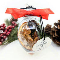 Yule Blessings 3.5’’ crystal ornament with orange, cinnamon, moss, quartz point