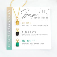 Zodiac-themed necklace display showcasing the Zodiac Birthstone Build Your Own Necklace Set