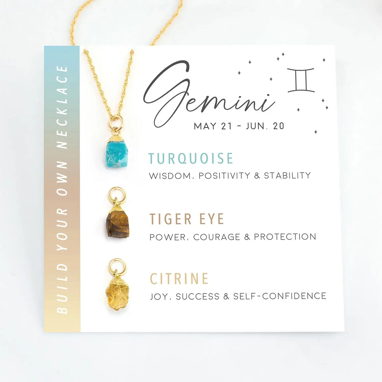 Gemini zodiac necklace with customizable gemstone options for personalized jewelry