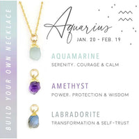 Aquarius zodiac necklace with customizable gemstone options in the Build Your Own Necklace Set
