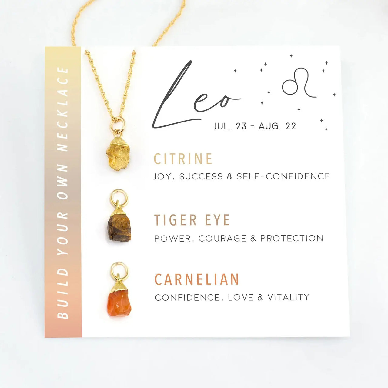 Leo zodiac necklace with customizable gemstone options for personalized jewelry