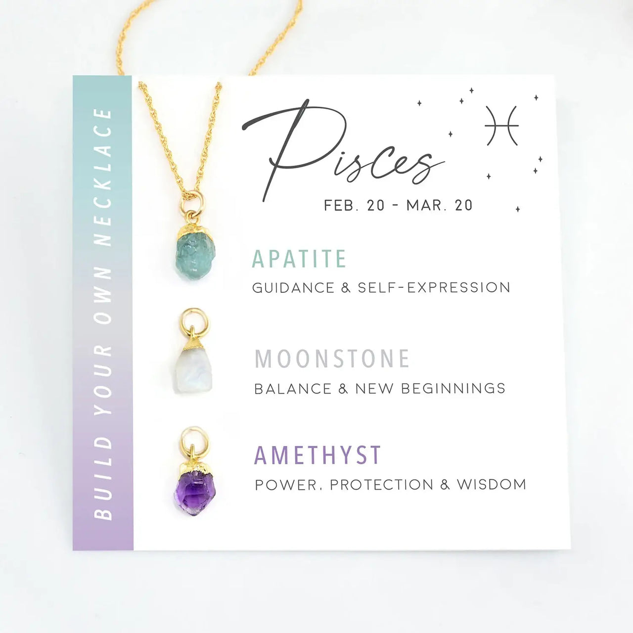 Pisces zodiac necklace with birthstone pendant from Build Your Own Necklace Set LV7347