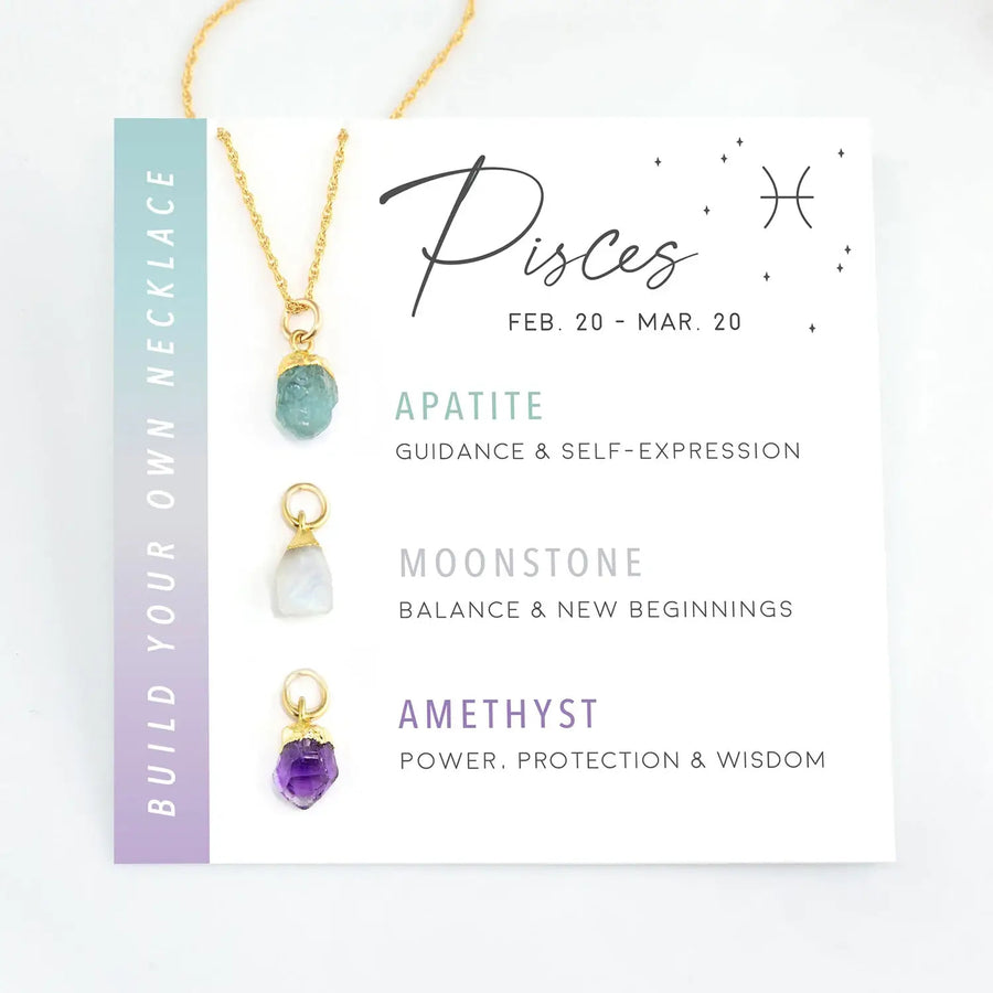 Pisces zodiac necklace with birthstone pendant from Build Your Own Necklace Set LV7347