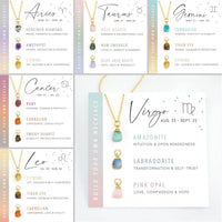 Zodiac-themed necklace display showcasing customizable Zodiac Birthstone Build Your Own Necklace Set